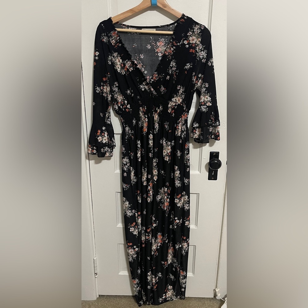 Floral Black Maxi Dress